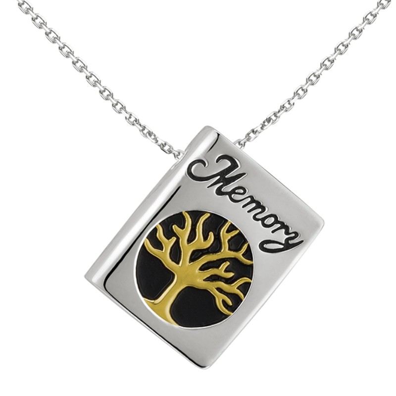925 Sterling Silber Memory Feuerbestattung Buch Anhänger Baum Halskette Schmuck