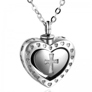Einäscherung Halsketten 925 Sterling Silber Memory Herz Kreuz Anhänger Einäscherung Halskette für Asche