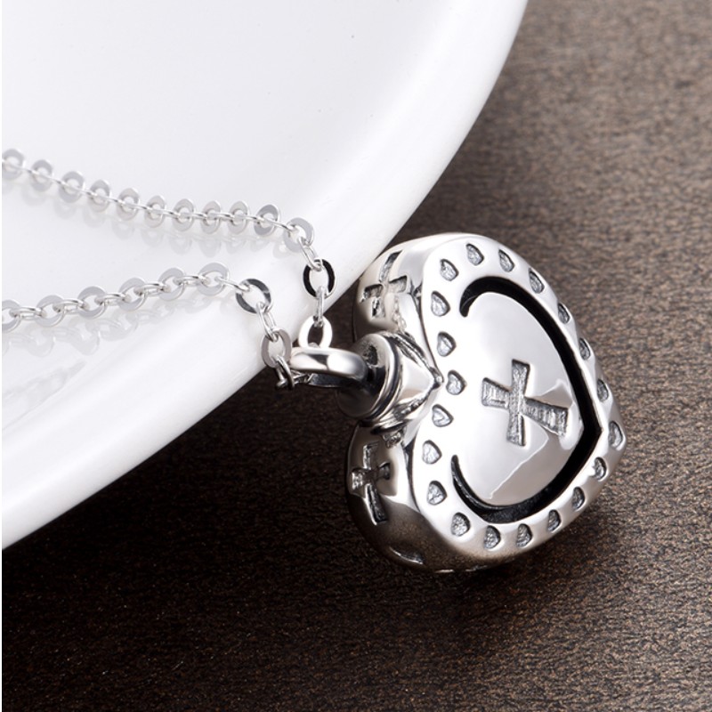 Einäscherung Halsketten 925 Sterling Silber Memory Herz Kreuz Anhänger Einäscherung Halskette für Asche