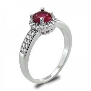 Frauen Ringe 925 Sterling Silber synthetische Rubin Granat Verlobungsringe versprechen